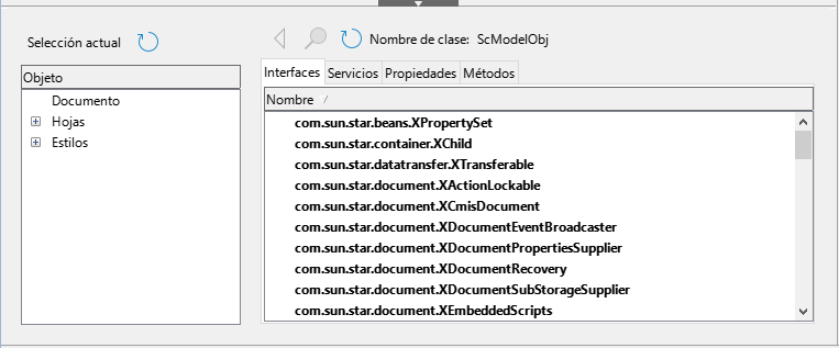 Ventana del inspector de objetos.