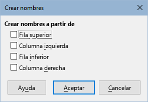 Diálogo Crear Nombres