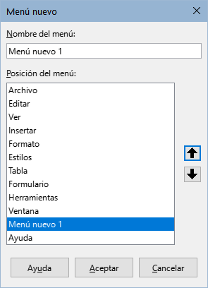 Creación de un nuevo menú