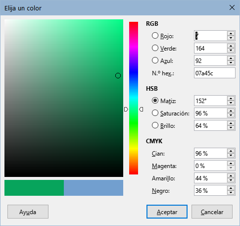 Elegir un color en la carta tonalidades
