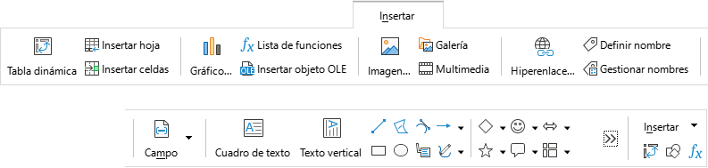 Pestaña Insertar.