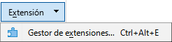 Menú de la pestaña Extensión.