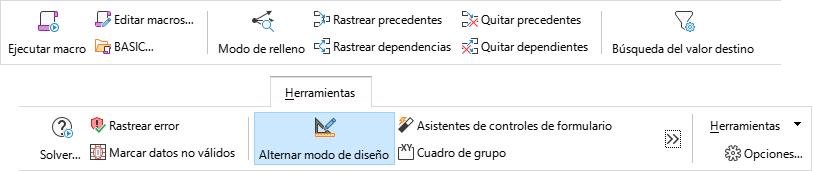 Pestaña Herramientas.