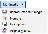 Menú en la pestaña Multimedia.