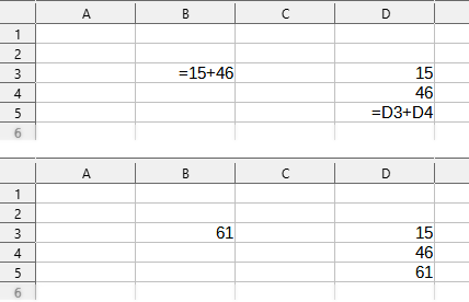 Cálculo simple (Columna B) y por referencias (columna D)