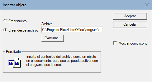 Insertar objeto OLE desde archivo (en Windows)