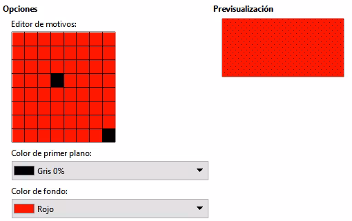 Editor de motivos en la página Motivo del diálogo Área