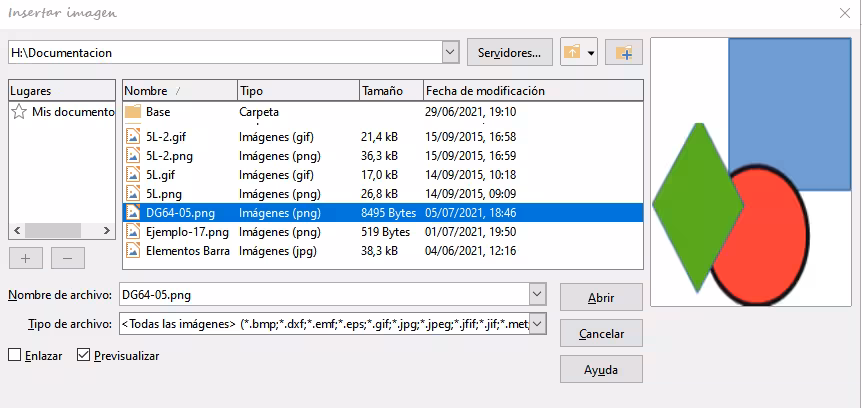 Diálogo Insertar