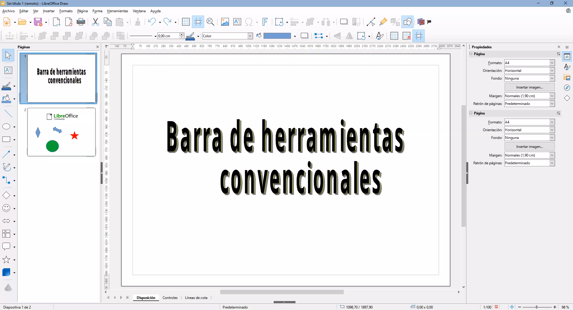 Interfaz Barra de herramientas convencionales