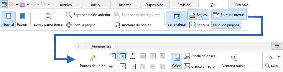 Pestaña Ver