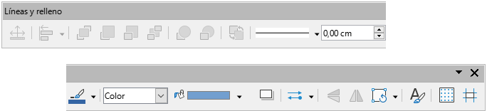 Barra de herramientas Líneas y relleno