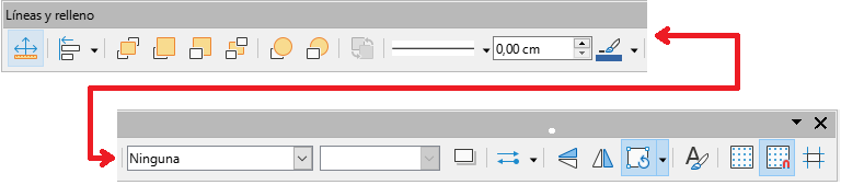 Barra de herramientas Líneas y relleno.