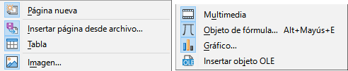 Botones de la barra de herramientas Insertar