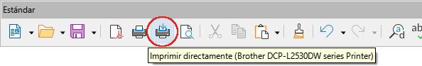 Icono Imprimir directamente (barra de herramientas Estándar)