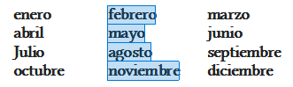 Selección de un bloque vertical de texto