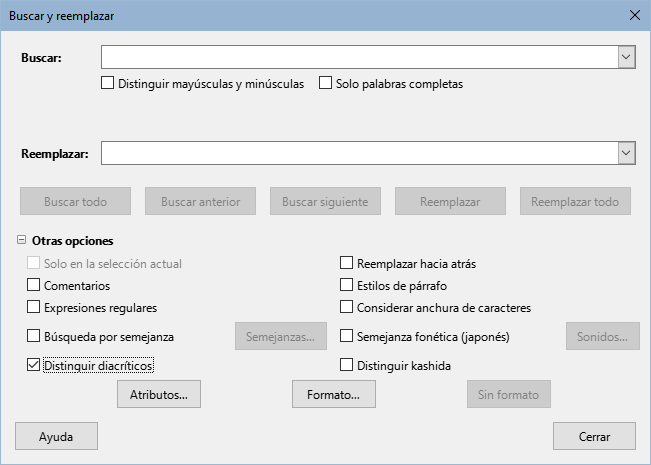 Diálogo Buscar y reemplazar (expandido)