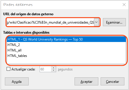 Enlace a datos externos