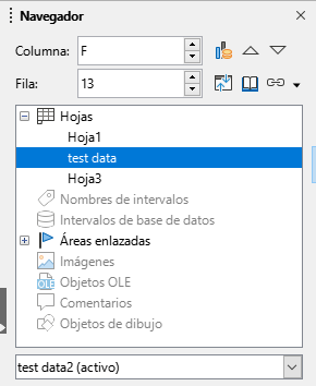 Navegador en Calc