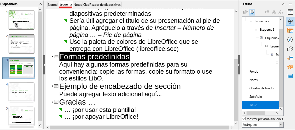 Vista de Esquema en el Área de trabajo