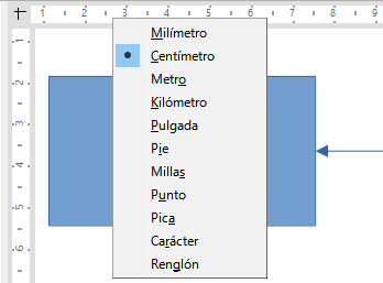 Unidades de medida de la regla vertical