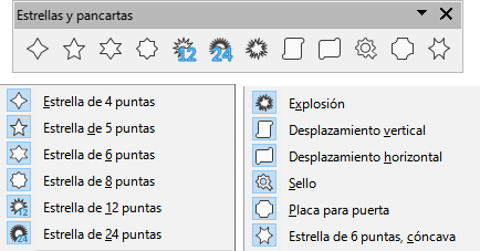 Paleta de herramientas Estrellas y pancartas