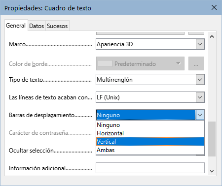 Opciones de las barras de desplazamiento