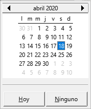 Calendario desplegable