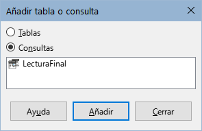 Selección de consultas para añadir a otra consulta