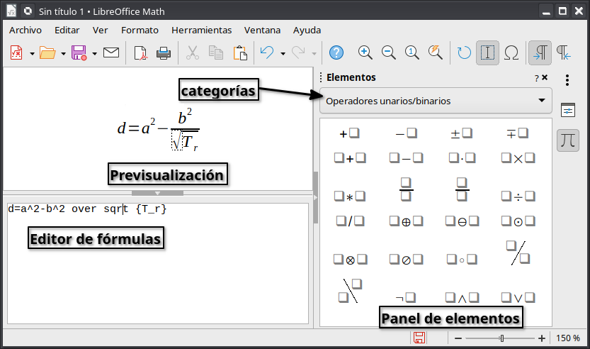 Una fórmula en LibreOffice Math