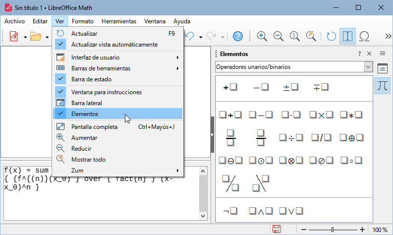 Mostrar el panel Elementos