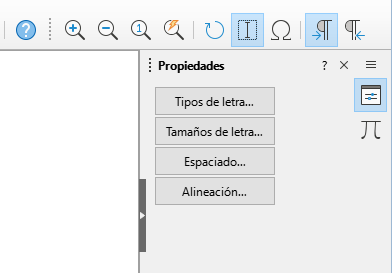 Página propiedades de la Barra lateral