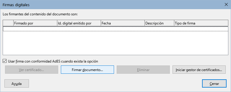 Firmas del documento