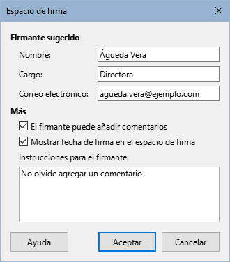 Diálogo espacio de firma