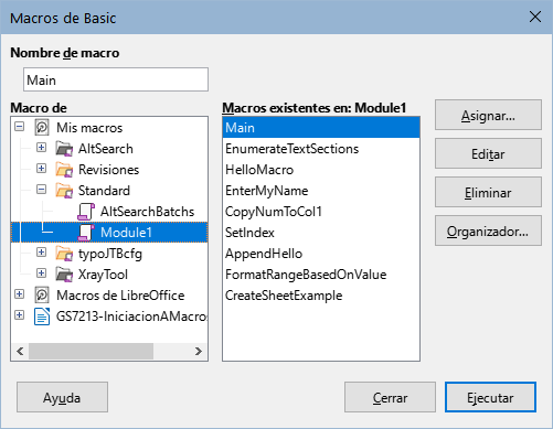 Diálogo Macros de Basic