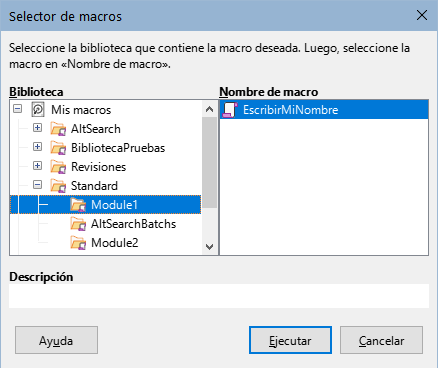 Diálogo Selector de macros