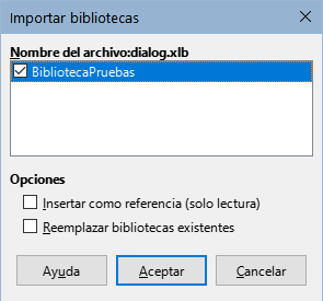 Opciones de importación