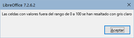 Mensaje al encontrar el error definido
