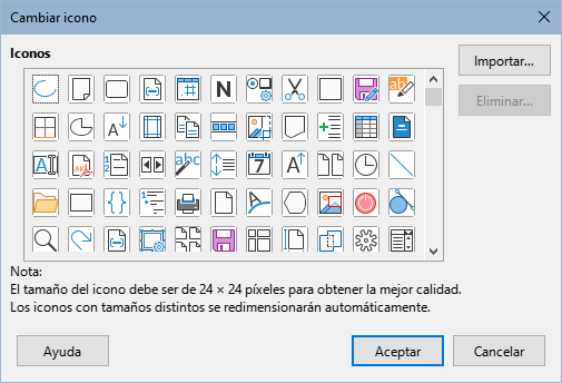 Diálogo Cambiar icono