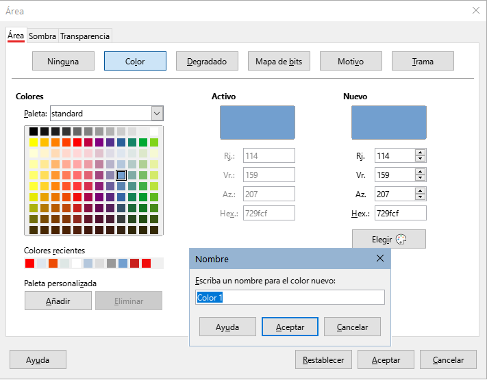 Definición de un nuevo color
