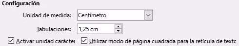 Espaciado predeterminado de tabulaciones