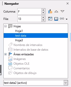 Navegador en Calc