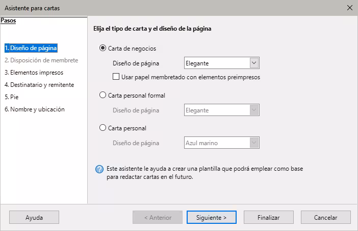 Diálogo Asistente para cartas