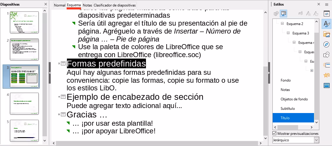 Vista de Esquema en el Área de trabajo
