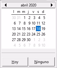 Calendario desplegable
