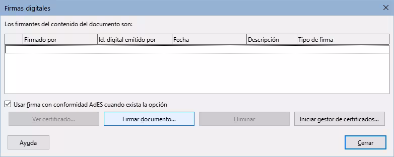 Firmas del documento