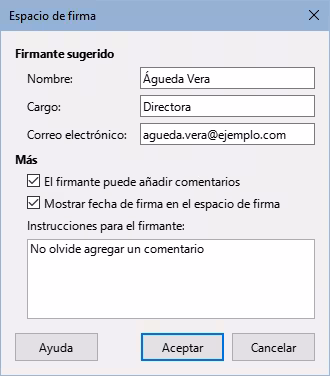 Diálogo espacio de firma