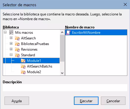Diálogo Selector de macros