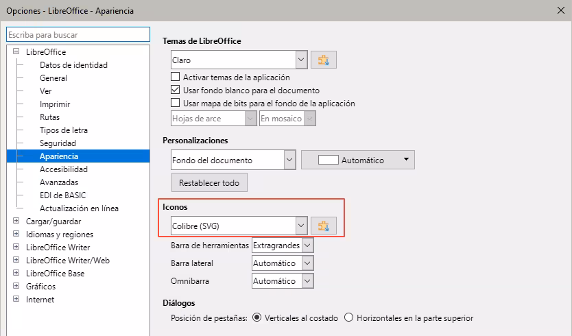 Cambiar el tema de iconos