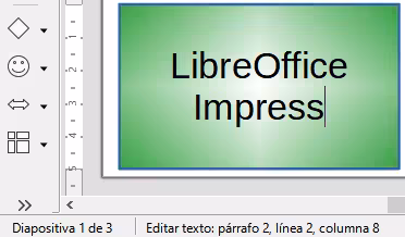 Información de texto en la barra de estado