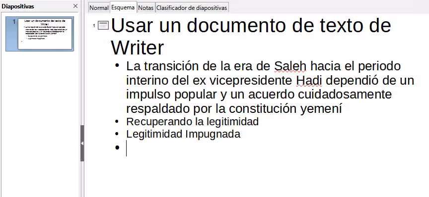 Crear un esquema desde un archivo de Writer